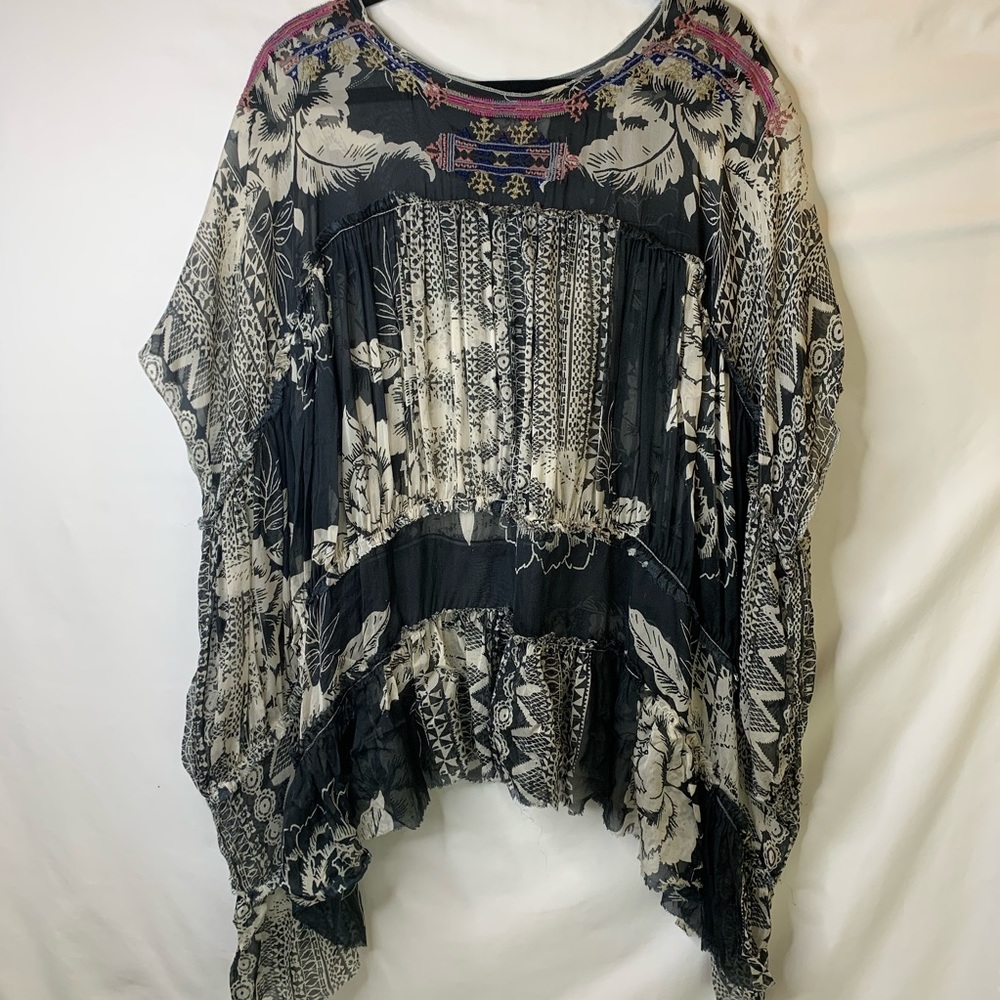 Johnny Was BIYA Sheer Silk Flowy Top M